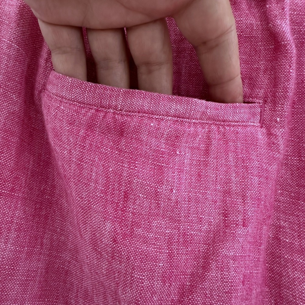 Talbots Coastal Resort Granny 100% Linen Pink Cropped Pants Sz. 12 Pom Pom Trim‎ - Picture 12 of 13